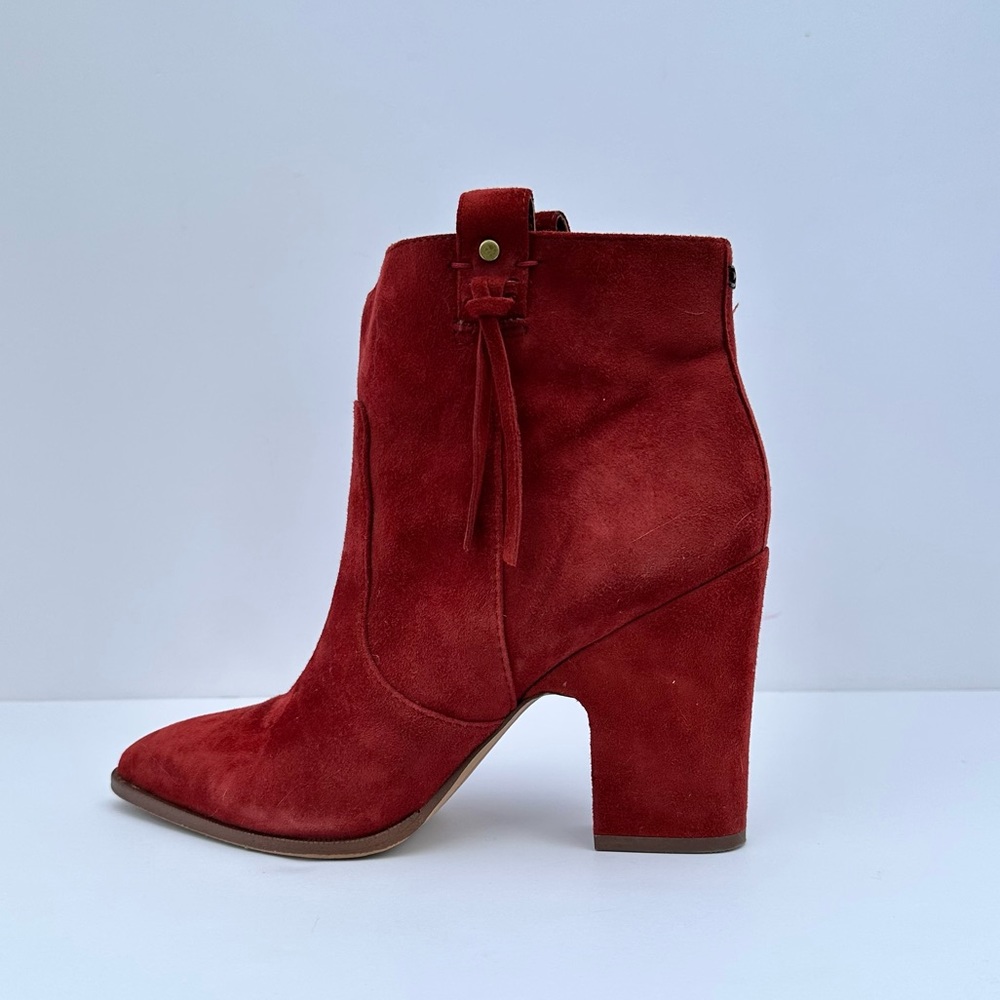 Red suede boots